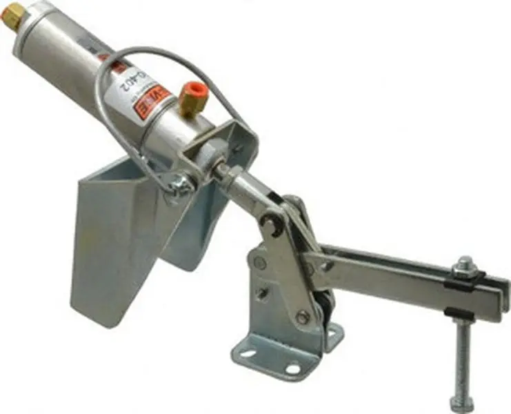 Knu-Vise Air Power Hold-Down Toggle Clamp, 400lb Inner Hold Capacity, Horizontal Mount, 1/8 NPTF Port, 100° Bar Open, 2-3/16" Height Under Bar AO-402