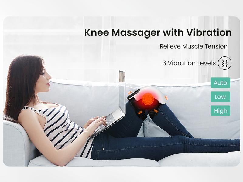Snailax Cordless Knee Massager with Heat, 3 Vibration Modes & 3 Heating Levels, LED Touch Screen, Ergonomic Design, Gifts for Men & Women