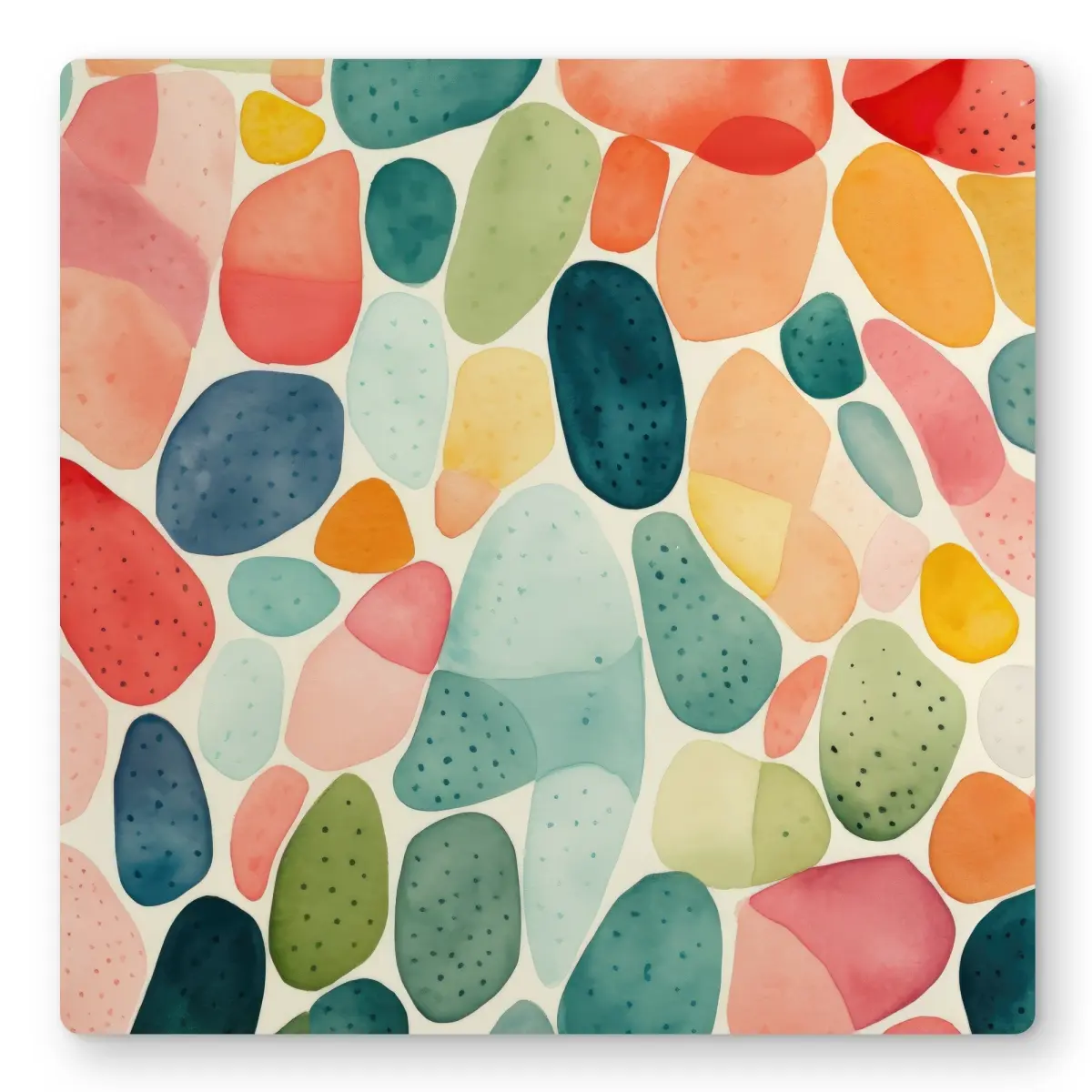 Conscious Sales C1MP1616CIRMZQ 16 x 16 in. Seedy Shapes - Turquoise Metal Print Wall Art for Unique Home Decor
