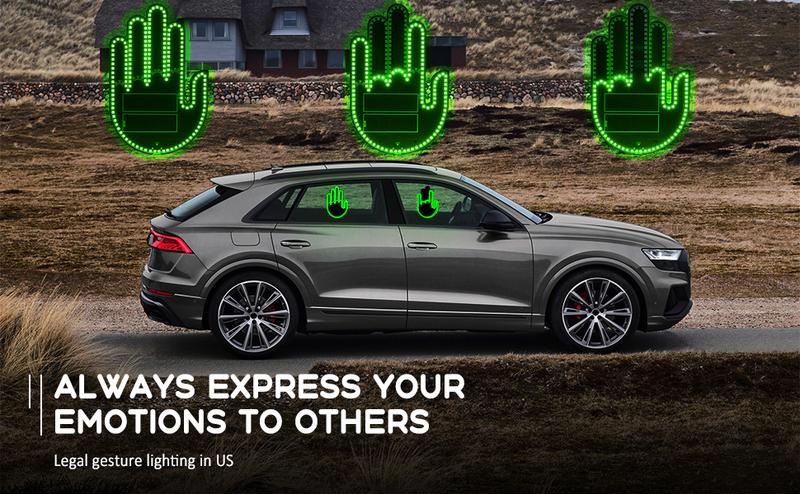 DIBMS Car Gesture Decorative Lights, Ambient Lighting, Rechargeable Led Gesture Lights for Car Road Rage Led Signs calm road rage,Remote Control Triple Mode Fun Finger Lights.  (1 Pacs) Automotive truck stuff