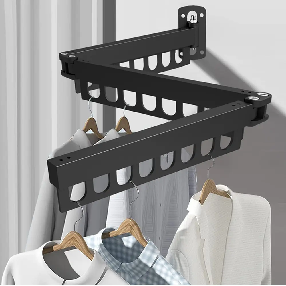 Hidden Folding Clothesline, Stainless Steel Wall-Mounted Indoor Outdoor Laundry Rod, Foldable Laundry Rack, No Drilling, Perfect for Balcony and Home Use, Foldable Laundry Racks for Drying Clothes