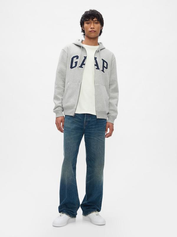 Gap Men's VintageSoft Arch Logo Full-Zip Hoodie  - Gender Neutral