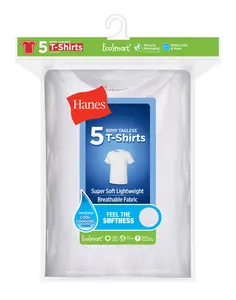 Hanes Ecosmart Boys' Crewneck Undershirt 5-pack Underwear Multi Pack Comfortable Fit Soft Stretch Fabric Breathable Brlcr5