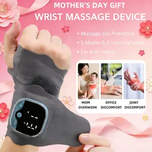 【USB Rechargeable Hand Wrist Massager with 5 Mode Settings, 3 Temperatures and 9 Intensity Settings】Wireless Heated Wrist Massager for Hands, LED Display, Wrist Heating Pad, Wrist Support Massager, Suitable for Carpal Tunnel, hand massager for arthritis