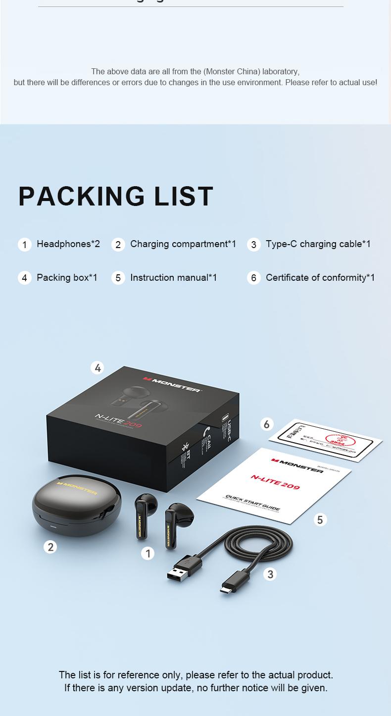 Monster Earbuds Real-Time, Voice-to-Text Recording, Baidu App Language Assistant, Noise-Cancelling Calls, Ultra-Light 0.13oz, Bluetooth 5.4 Headphones, 10-Min Quick Charge for 1-Hour Playback, Business Travel Learning, Gifts for Men & Women