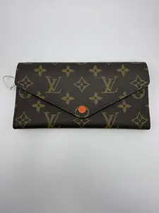 Pre-owned Louis Vuitton Victorine Brown Monogram Wallet with Orange Snap and interior