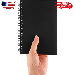 Blank Spiral Notebook, 1-Pack, Soft Cover, Sketch book, 100 Pages / 50 Sheets, 7.5 inch x 5.1 inch (Black)
