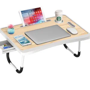 Extra-large multifunctional folding table, portable multi-coloured wooden laptop bed desk with cup holder. Ideal for outdoor camping, dining, work, reading, writing, meals, film viewing, bedside or sofa use. Sturdy and durable. A colourful festive gift.