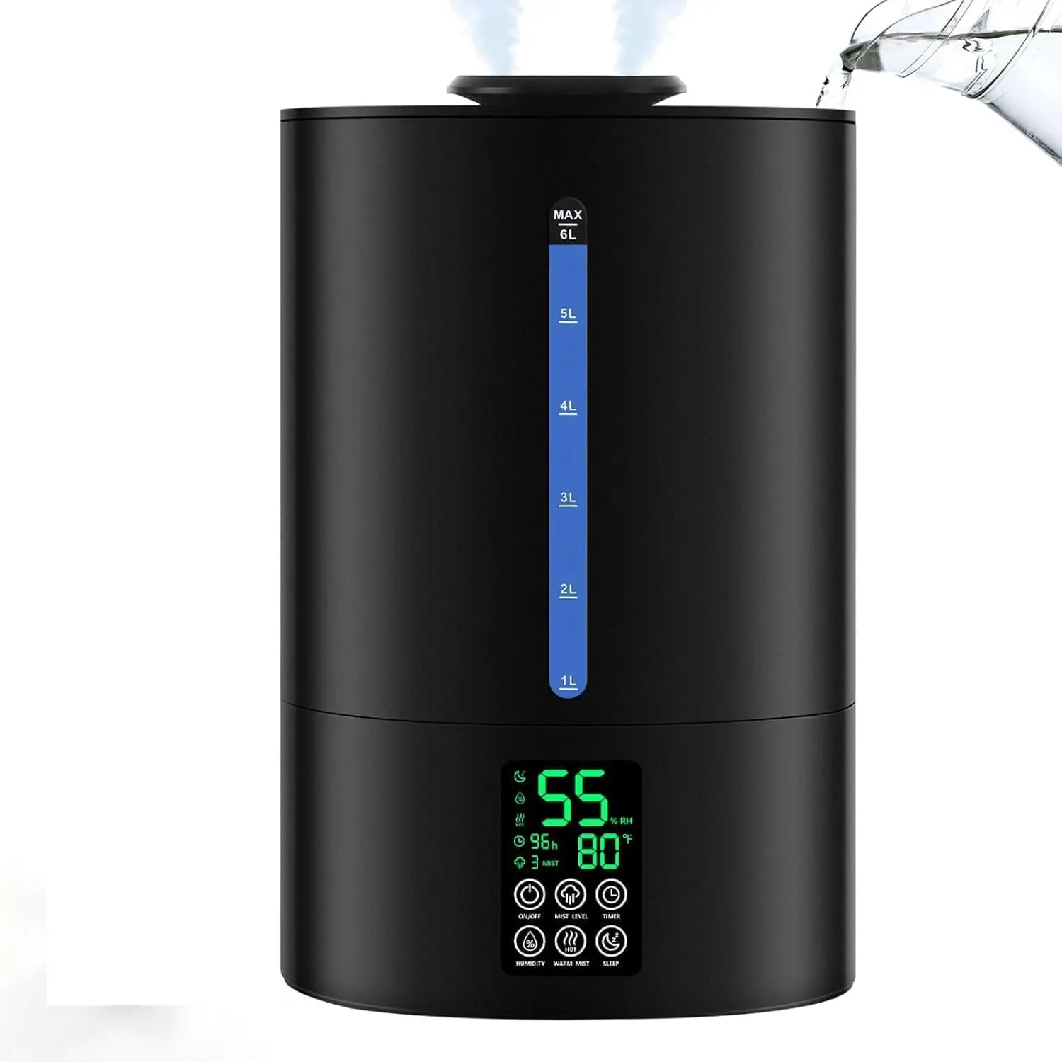 6L Cool and Warm Mist Humidifier for Bedroom Large Room, Top Fill Ultrasonic Humidifier with Essential Oil Diffuser, Quiet Adjustable Mist Air Humidifier with 360 Nozzle for Baby Nursery Home Plants Office