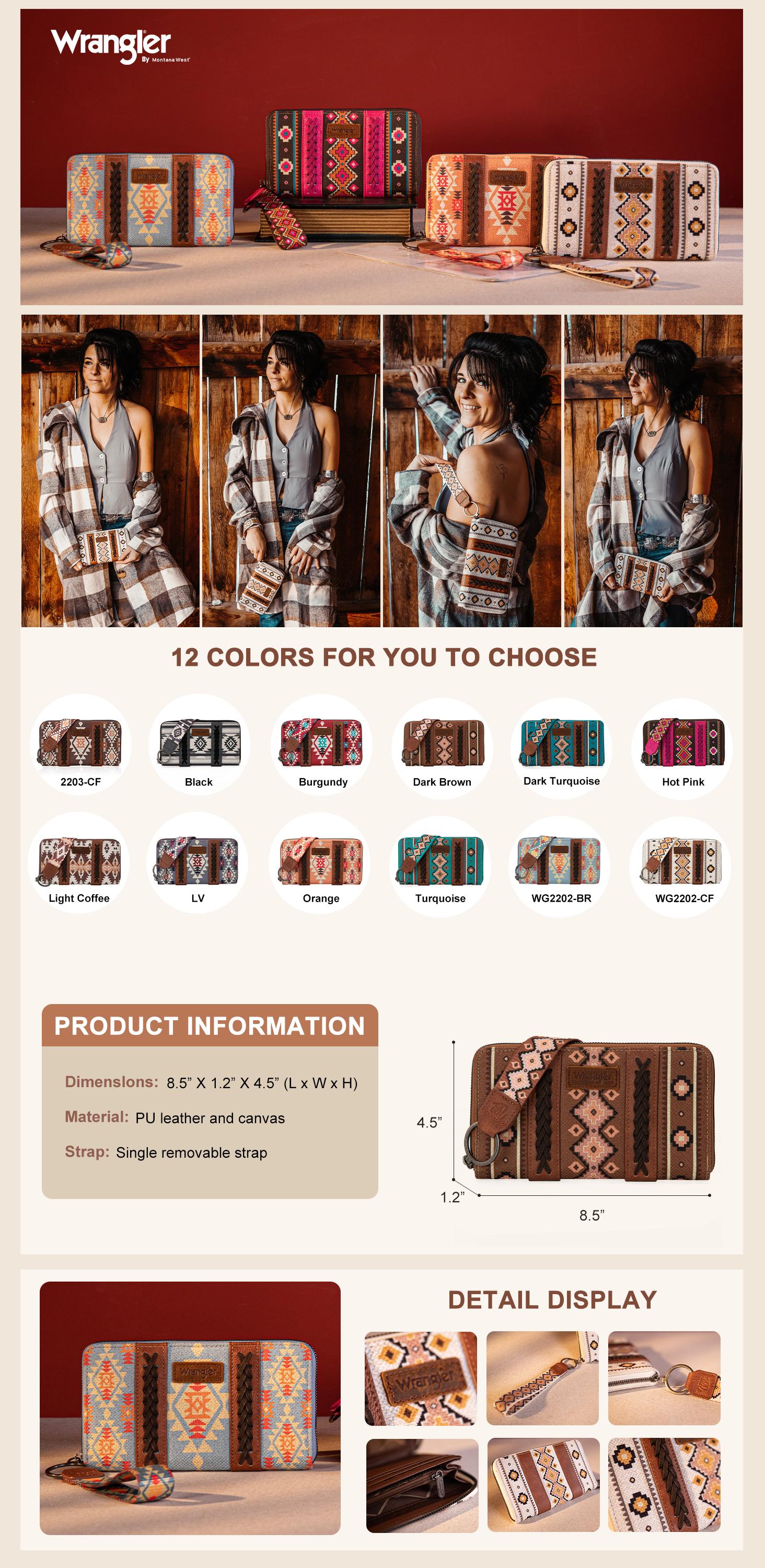 Wrangler Western Wristlet Wallet Boho Aztec Credit Card Holder for Women-Fall Fashion woman gift