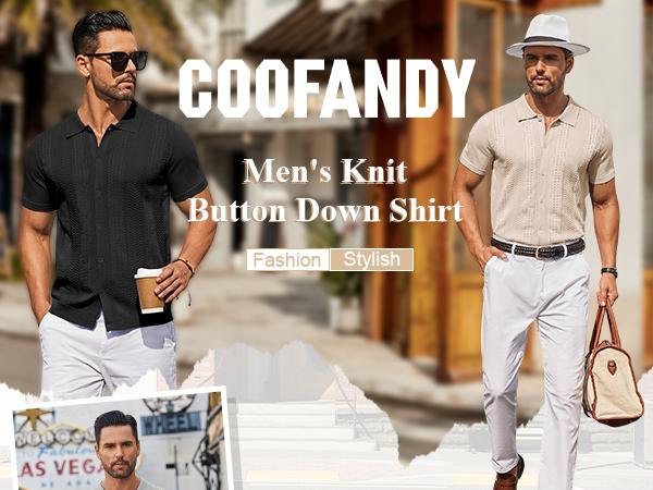 COOFANDY Mens Knit Button Down Shirt Short Sleeve Summer Casual Shirts Vintage Beach Vacation Shirts COOFANDY Mens Knit Button Down Shirt Short Sleeve Summer Casual Shirts Vintage Beach Vacation Shirts