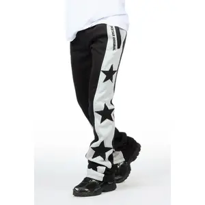 Geza Black Baggy Stacked Pant