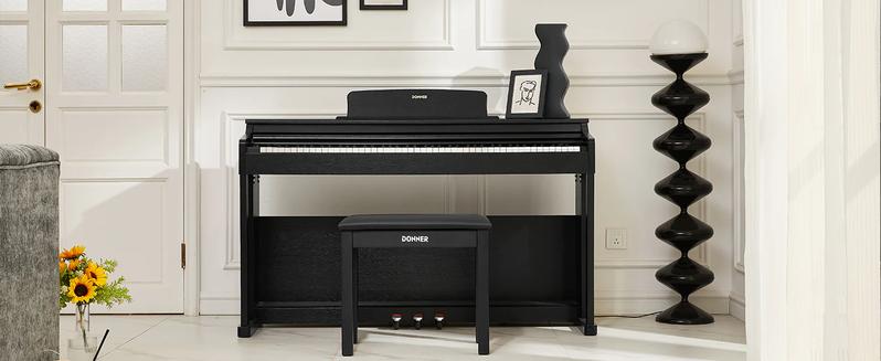 Donner DDP-100 88 Key Weightesd Hammer Action Upright Digital Piano for Beginners Black/White