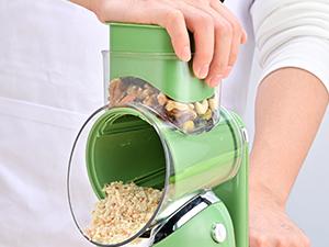 SUSTEAS Rotary Cheese Grater with 6 Replaceable Blades, 18/10 Stainless Steel, BPA Free, Food-Grade Materials, Durable Design Vegetable Slicer Kitchen Utensils