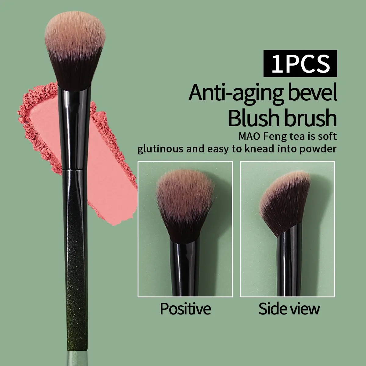 1PCS New soft bevel blush brush, Highlight brush, Face Contour Brush, and smudge brush - multi-purpose use. Professional makeup brush tools for beginners and experts Multifunctional Makeup Brushes