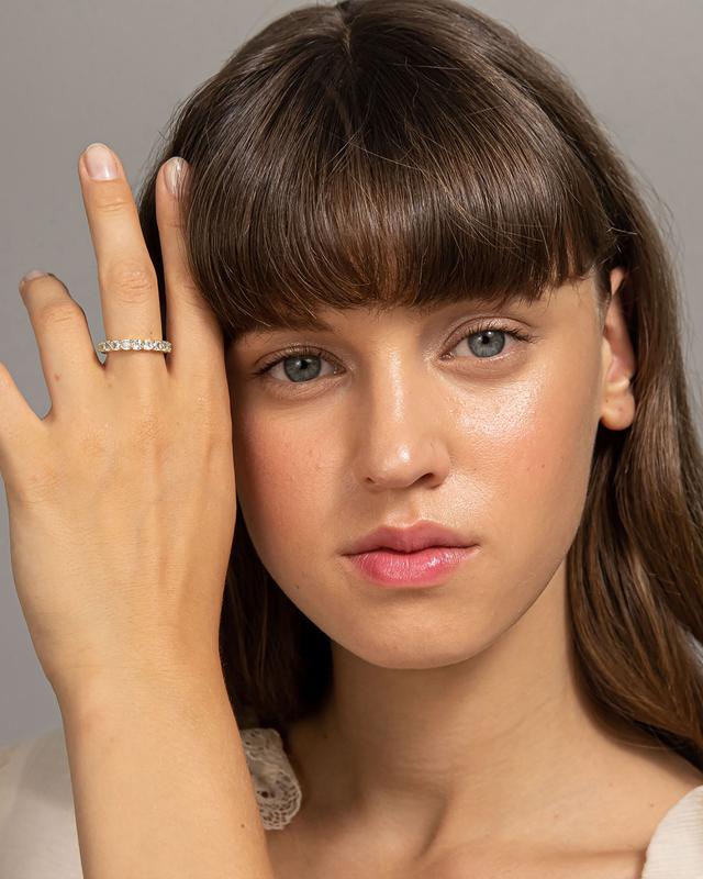 PAVOI 14K Gold Plated Rings with Cubic Zirconia Love - 4mm Stackable for Women - Gold Rings