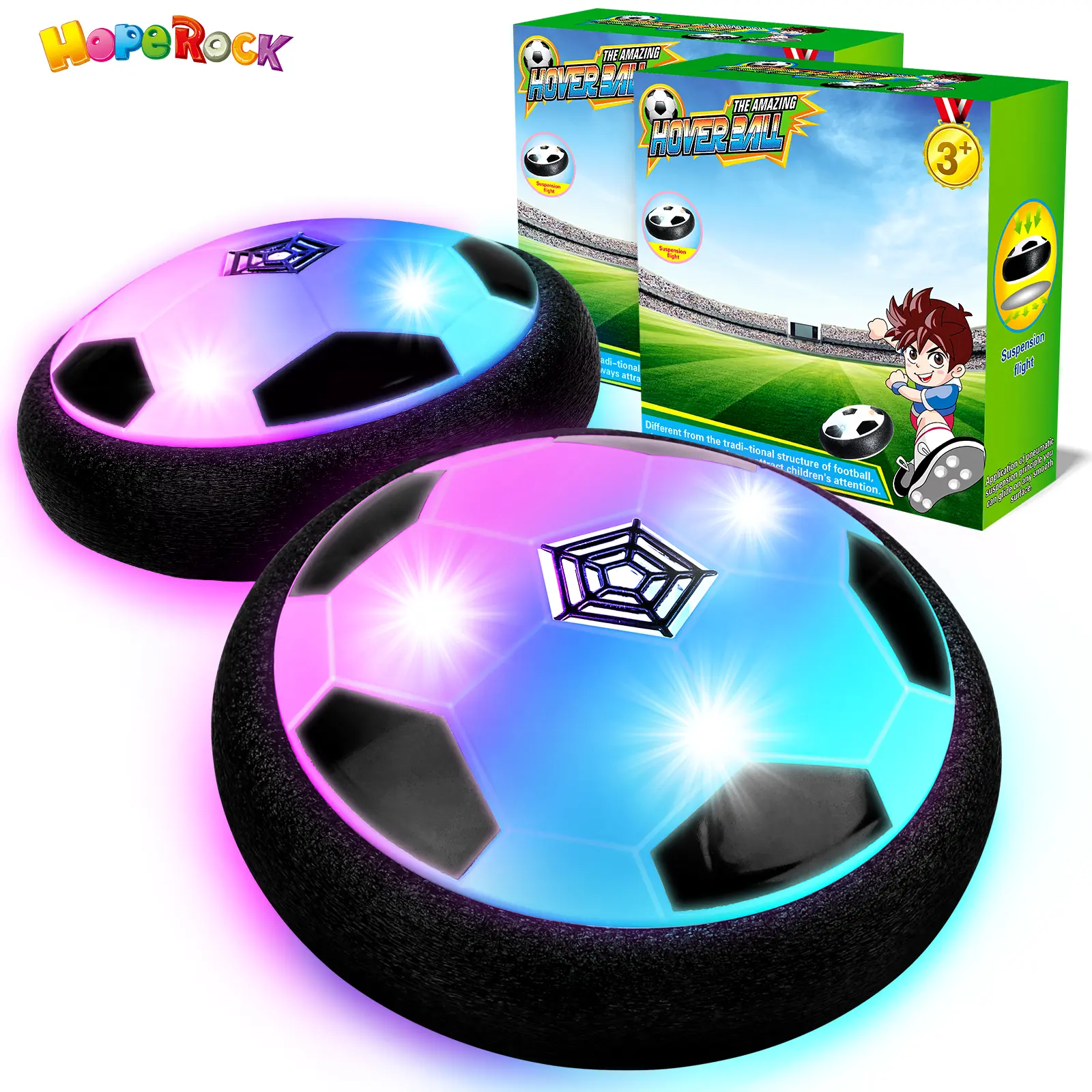 Hope rock Indoor Hover Soccer Ball Game 2 PCS- LED Light Up Floating Ball for Kids, Perfect Birthday Present for Ages 3-12 backtoschool