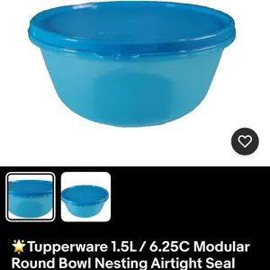 Tupperware 1.5L / 6.25C Modular Round Bowl PeacockBlue Airtight Seal Stackable Durable Design for Fresh Storage & Meal Prep