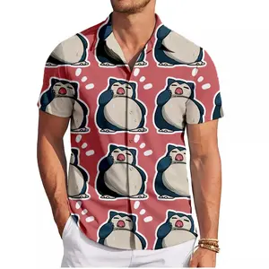 Sleepy Snorlax PKM Hawaiian Shirt | Cool Summer Anime Vibes for Men & Fans