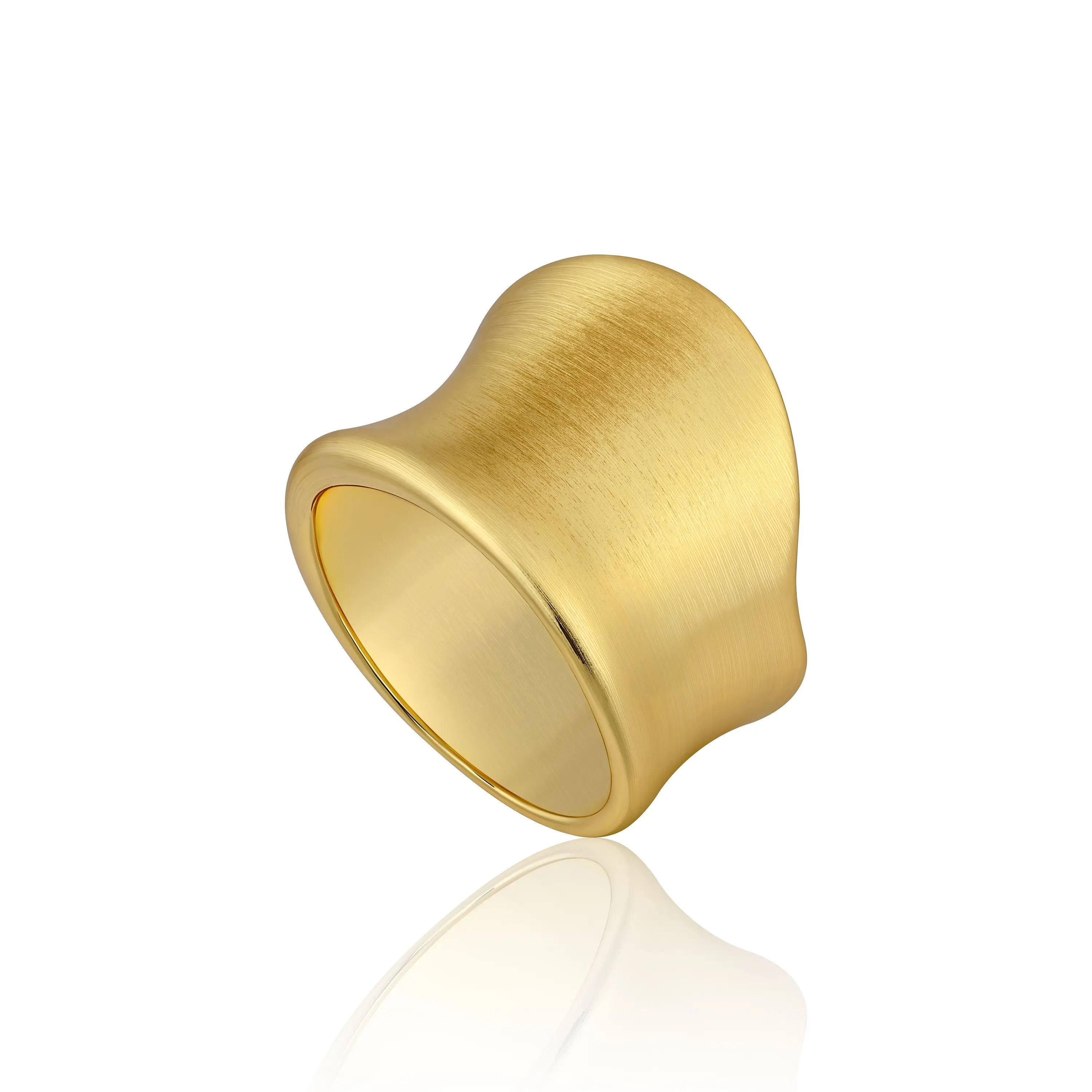 Aprilery Modern Satin Finish Wave Shape Statement Ring, Sophisticated Wide Band Costume Jewelry for Women, Contemporary Minimalist Sculptural Design, Unique Bold Fashion Ring for Office and Parties, High-End Inspired Aesthetic Gift tiktokshopbacktoschool