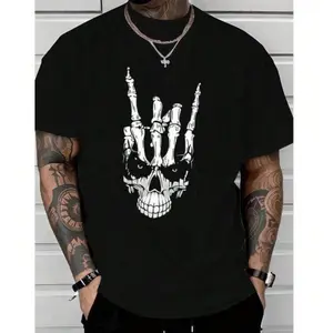 Comfortable Cotton Graphic T-Shirt Featuring a Skull Design for Versatile Wear from Size Small to Five Extra Large Ideal for Summer Casual Outfits