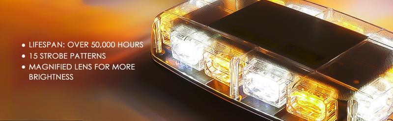 DIBMS 48 LED Roof Top Strobe Light Bar, High Visibility Emergency Warning, Waterproof, Magnetic Base, Universal Fit for Trucks, Snow Plows, Construction Vehicles