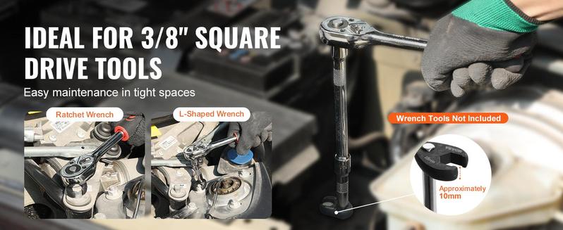 VEVOR Crowfoot Wrench Set,  1/2" and 3/8" Drive 15-Piece Crows Foot Wrench Set with PP Storage Case,  Metric 8-24 mm, CRMO Steel and  Manganese Phosphate Finish, for Mechanical Maintenance and Repairs