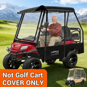 Universal 4 Passenger Golf Cart Enclosure, Short Roof 59" Rain Cover for EZGO Club Car Evolution, 2+2 Seater Winter Weather Protection 600D Oxford & 4-Sided Clear PVC Zippered Doors