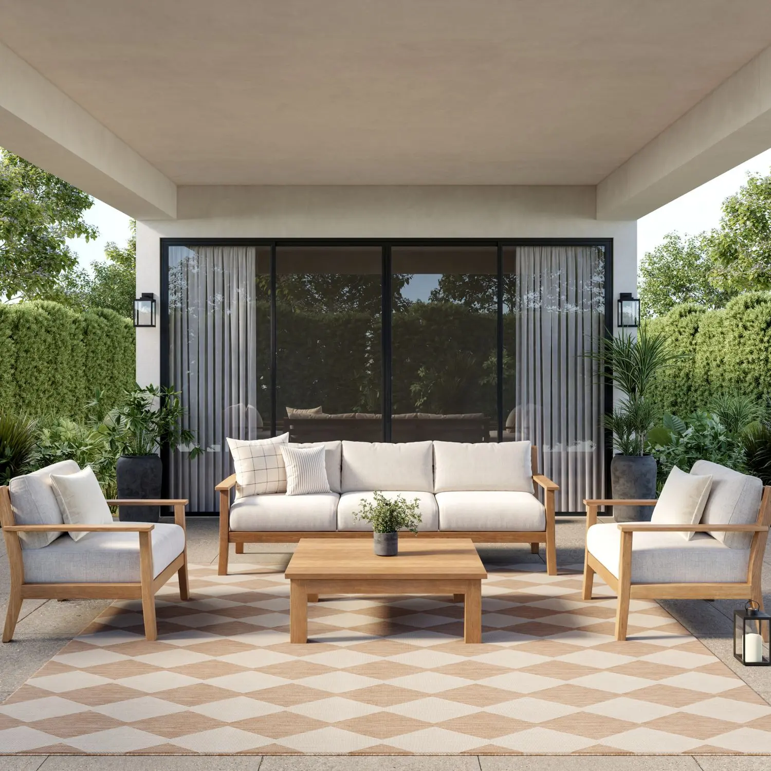 Nourison Positano Modern Diamond Outdoor Rug