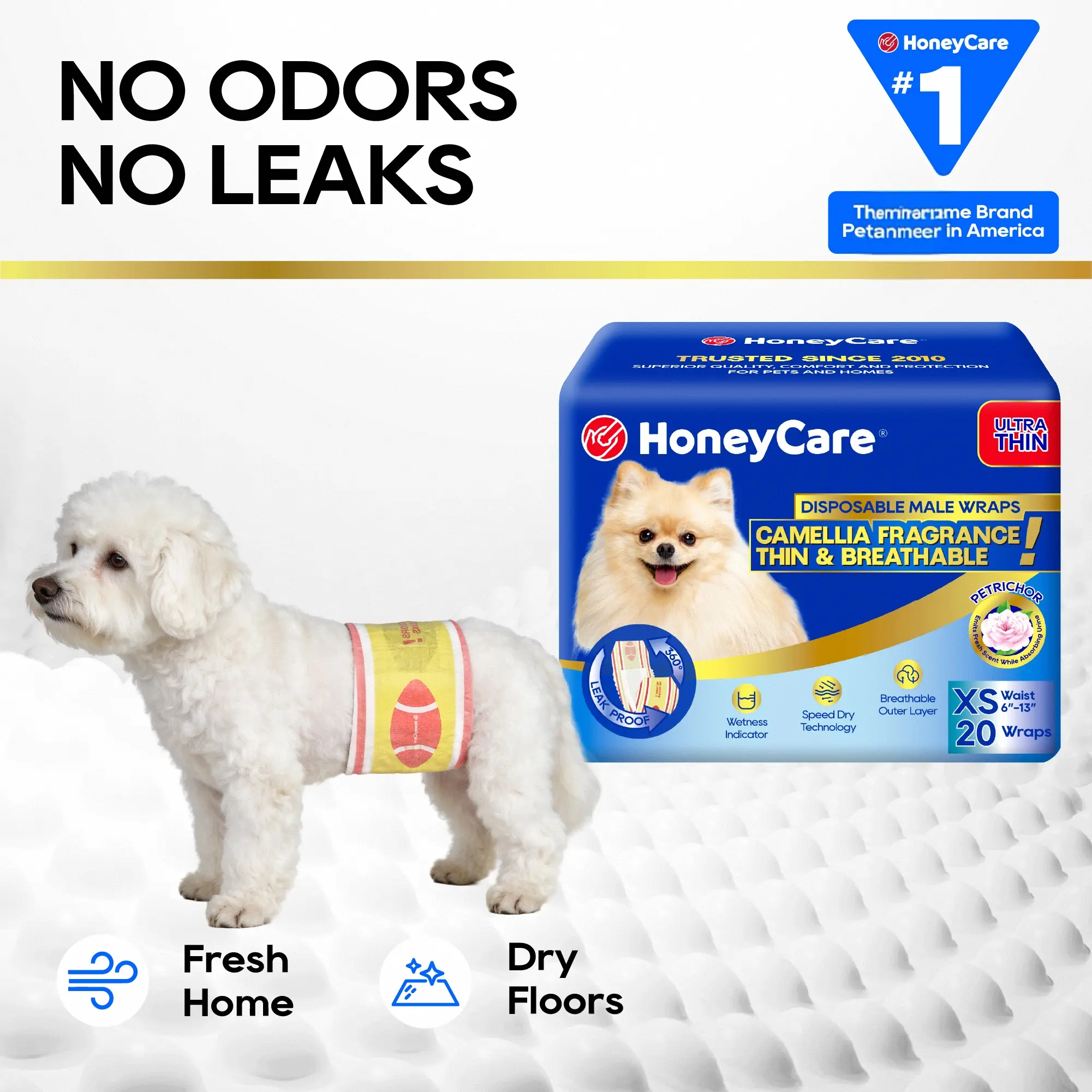 [C] HoneyCare Disposable Male Female Pull-it-Up,Dog Diapers Wraps- 360-Degree Leak-Proof Wraps, Breathable Outer Layer, Pee Guard, Absorbent Liner Nappies for Dog Training, Odor Control, Disposable #backtoschool