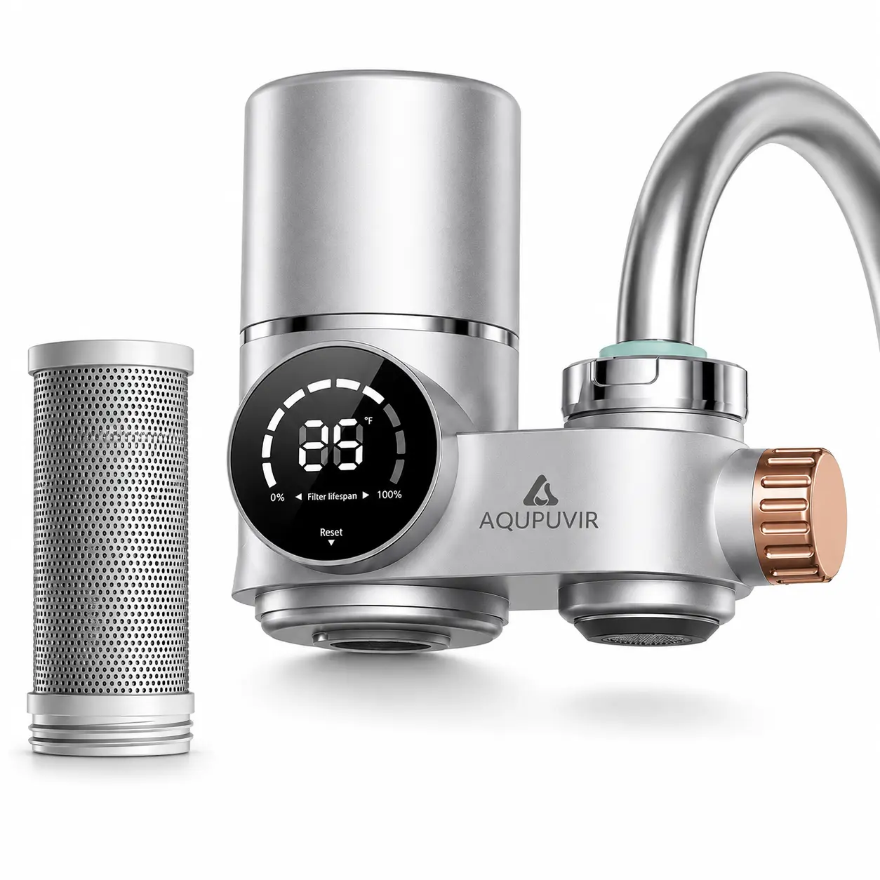 AQUPUVIR Smart Faucet Water Filter with LED Display, 3-Layer Filtration, Dual Water Modes, Micro-Bubble Flow & Multi-Faucet Adapters