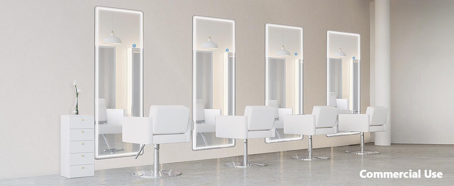 Full Length Mirror with LED Lights, 60"x16"Floor Mirror with Dimming & 3 Color Lighting, with Stand for Bedroom, Dressing Room, Arched Decor mirror