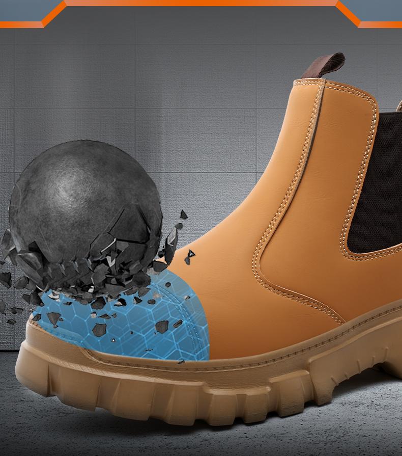 Lightweight steel toe brown anti slip work shoes - splash proof, smash proof, puncture proof, breathable safety shoes