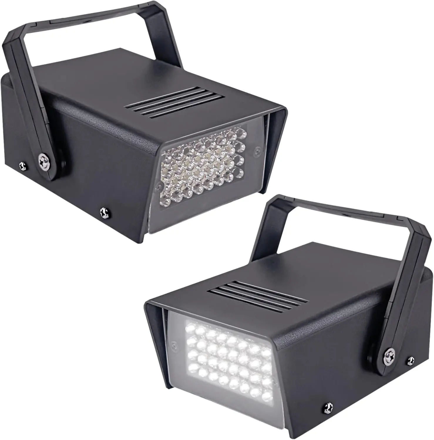 METYONLASER 2-Pack 32-LED Mini Strobe Machines, White Light Adjustable Flashing Devices, Adjustable Outdoor Lighting, Novelty Outdoor Decorative Lights for Halloween Parties