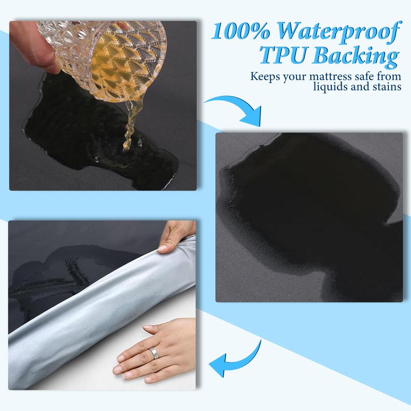 Raybee Mattress Protector,Waterproof 18" Deep Pocket Mattress Cover Fitted Sheet Style with Elastic Rubber Band,Washable and Easy Care,Queen [Black Friday]