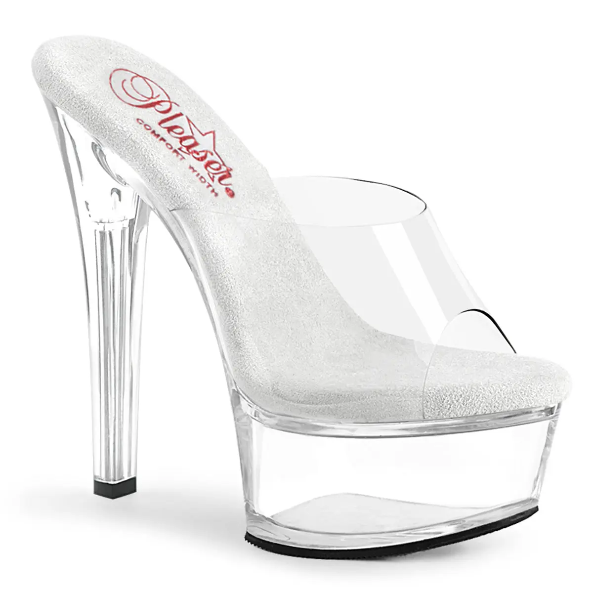 Women's Elegant Heeled Platform Shoes - Stylish Fashion Shoe, Transparent 6" High Heels, 1.75" Platform, Comfort Width for Nights Out