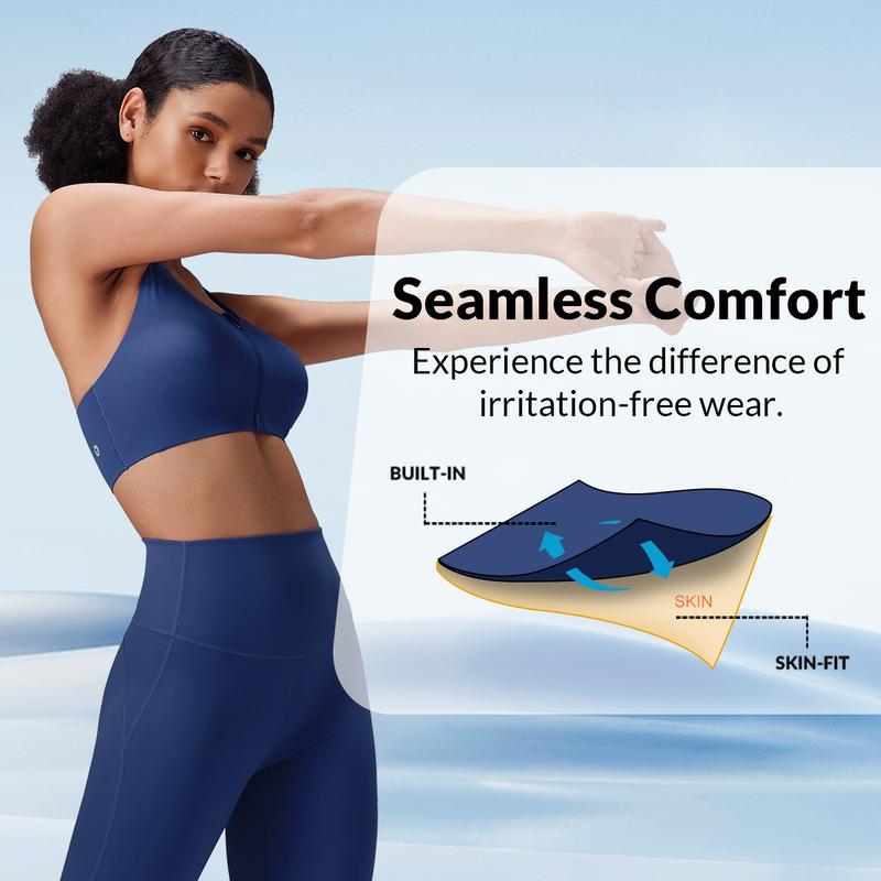 baleaf Sweatleaf Women‘’s Zip Front Closure Sports Bras Racerback Padded High Impact Yoga Workout Running Bra Activewear Pushupbra Underwear