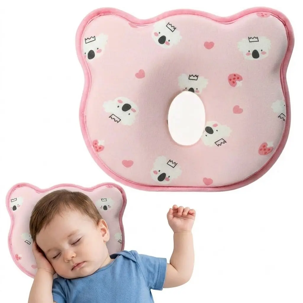 Memory Foam Baby Pillow for Newborns - Machine-Washable Neck Support Pillow to Prevent Flat Head