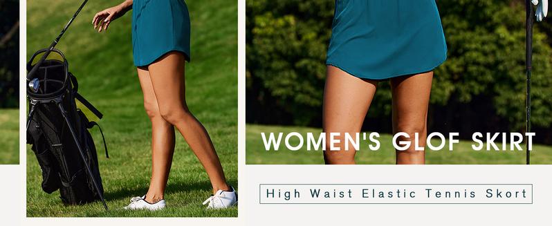 PINSPARK Golf Skirts for Women High Elastic Waisted Athletic Skort 2 Pockets Curved Hem Tennis Skirt for Pickleball Workout springtok  Outdoorfun Activewear