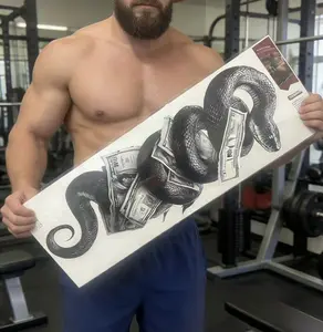 Large-sized full arm temporary tattoo stickers, suitable for both men and women, realistic arm, chest, and shoulder tattoo designs, waterproof.