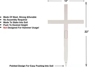 Memorial Crosses for Roadside,Graves,Cemetery,Garden, Gravesite,Funeral, Temporary Grave Marker for Dad,Mom,Grandpa,Men,Women, Sympathy Bereavement Gift,Headstone Replacement (Medium 22"X12")