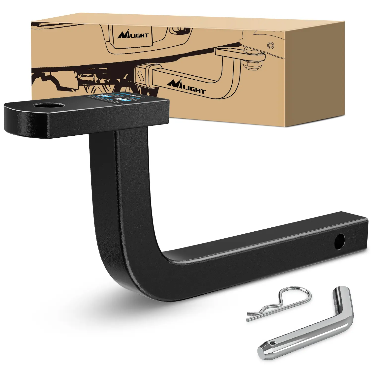 Nilight Trailer Hitch Ball Mount with 1/2" Hitch Pin Clip Fits 1-1/4 Inch Receiver 3,500 lbs 3/4 Inch Hole 5 Inch Rise Outdoor Harness