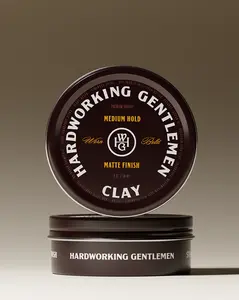 Hardworking Gentlemen CLAY Medium Hold 3 OZ 88 ML Matte Finish Smooth Application Zero Shine Total Control for Mid to Long Styles