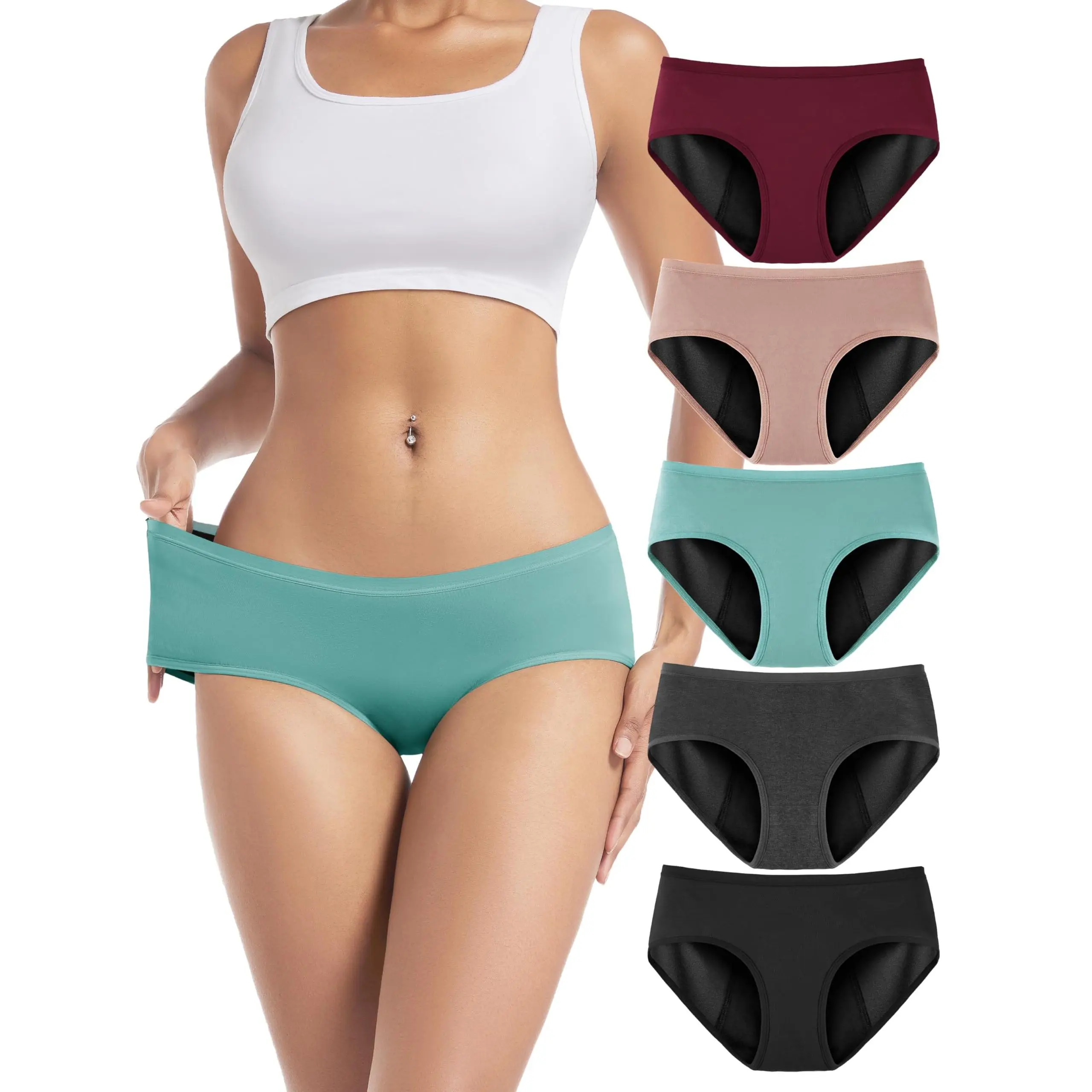TIICHOO Period Underwear for Women Heavy Flow Leakproof Menstrual Panties | 50 ml Absorbency - 4-Layer Leak Protection - Front-to-Back Coverage - Soft Rayon & PFAS-Free - Overnight & Light Incontinence