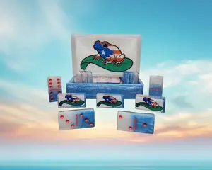 Resin Dominoes Set with Storage Box - Puerto Rico With Frog