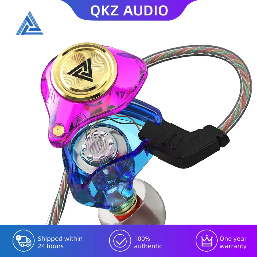 QKZ AK3 in Ear Monitor Headphones, Portable 3.5mm Wired Gaming IEM in-Ear Earphones Ear Buds, HiFi Stereo Headphone Cool Clear Blue Green Inear Monitors Earbuds for Singers Musicians with Mic