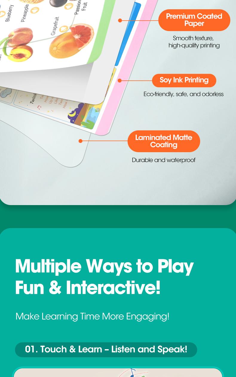 My First English Words Sound Book,2025 Upgraded 1–6 Years,300+ Words,13 Learning Themes.Talking Book Interactive Educational Toy Montessori Learning for Toddlers Preschool Kids.