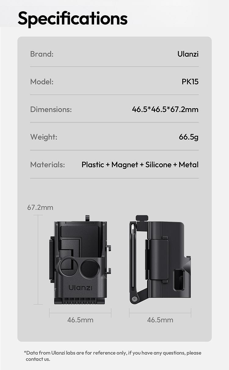 Ulanzi PK15 Pocket 3 Magnetic Mount Expansion Holder for DJI OSMO Pocket 3 Cold Shoe 180° Adjustable Video LED Light Mount Action Camera Accessories