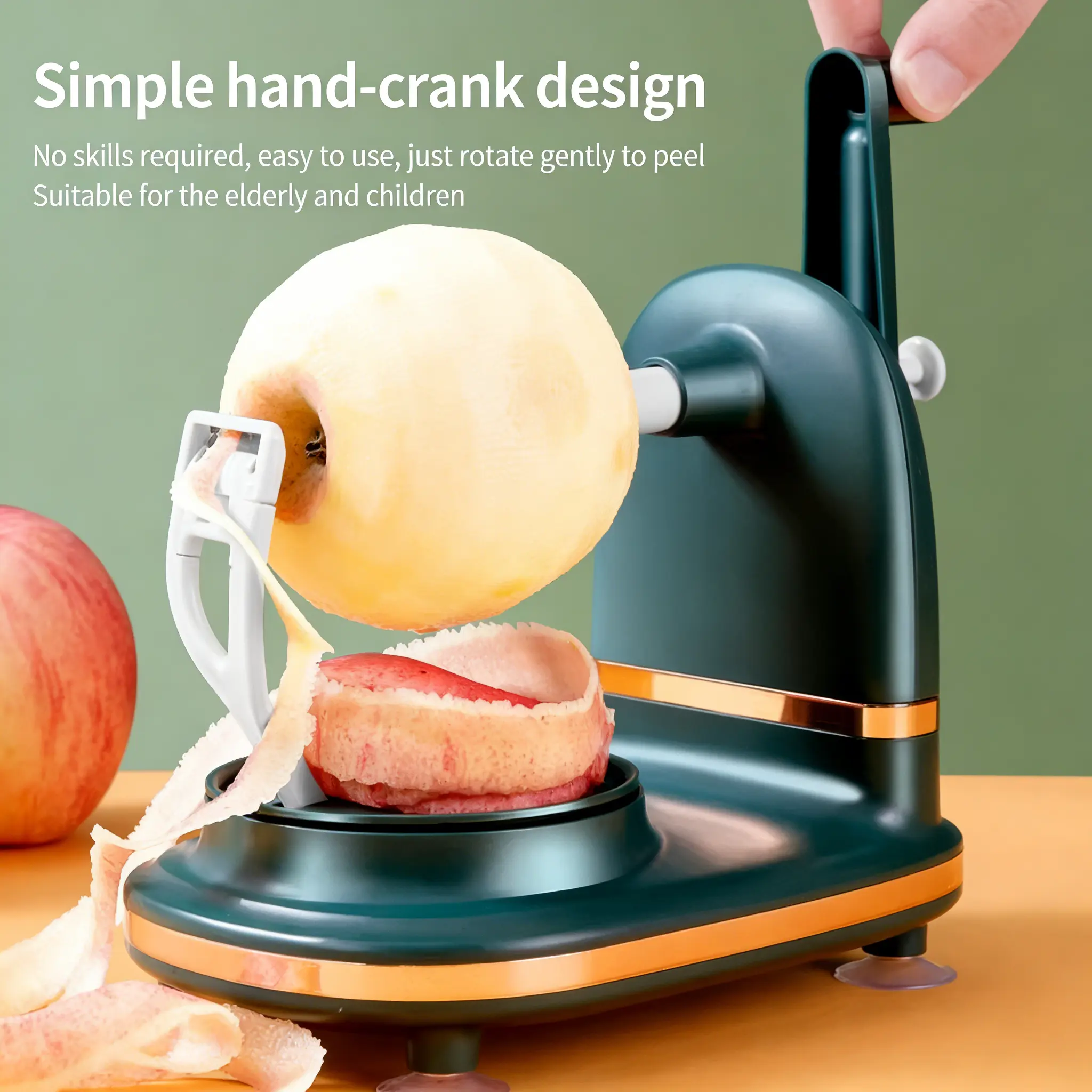 3 in 1 Hand Crank Apple Peeler Slicer Corer Multifunctional Fruit Peeler with Stainless Steel Blades for Apples Pears Easy to Use for Kids and Adults Kitchen Gadget