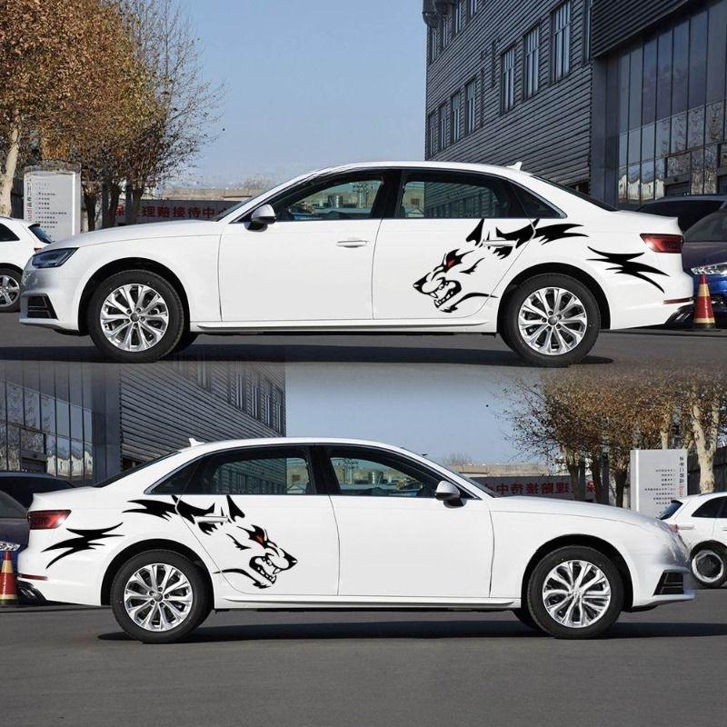 RAVOONY 2Pcs Wolf Car Sticker Decal for Car Body Side Stickers Auto Red-Eyed Wolf Totem Automotive Vinyl Truck Decal Bold Fierce Design Waterproof Universal Application Vehicle Exterior Decoration